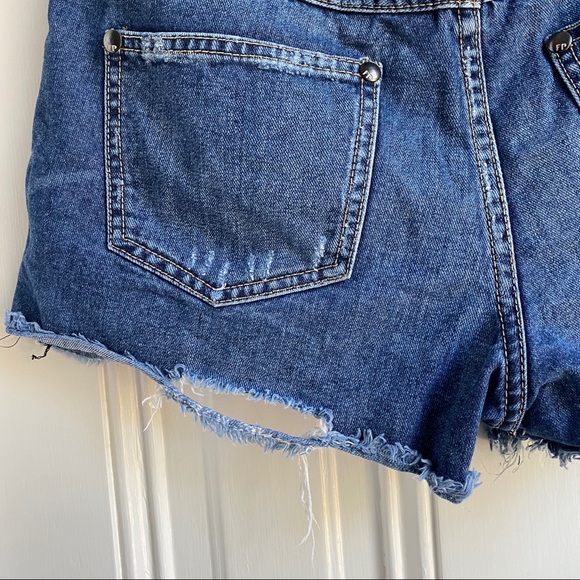 Free People Blue Distressed Cut-Off Jean Shorts - Picture 8 of 11